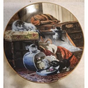 W S George "Mischief With A Hatbox"  Plate Collectible The Victorian Cat‎
